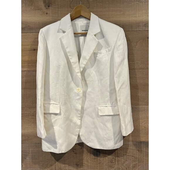 NEW Sandro Alicia WHITE LINEN Blazer SIZE 34/ XS - Picture 4 of 11